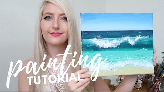 PAINTING TUTORIAL Acrylic Ocean for Beginners  Katie Jobling Art [upl. by Kendall]