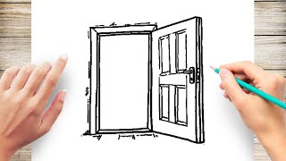 How To Draw Opening Door Step by Step [upl. by Neyuh]