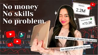 HOW TO START A YOUTUBE CHANNEL with no money skills or talent ✌🏻💸  giveaway 2021 [upl. by Erbas]