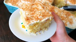 Easy Hawaiian Pineapple Coconut Poke Cake  Delicious Tropical Cake Recipe [upl. by Releehw]