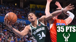 Giannis Antetokounmpo drops a 35point doubledouble vs Thunder  201920 NBA Highlights [upl. by Yenterb]