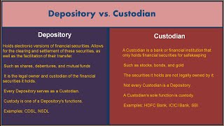 6  Depository Vs Custodian  Stock Market [upl. by Heyman]