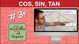 Calculer une longueur à laide de cosinus sinus ou tangente 1  Troisième [upl. by Ynolem613]