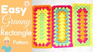 How to Crochet a Granny Rectangle  ELONGATED GRANNY SQUARE [upl. by Niotna]