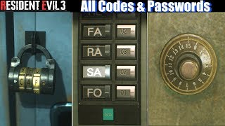 RE3 Locker Codes amp Safe Combinations  Resident Evil 3 Remake PS4 Pro [upl. by Ervine]