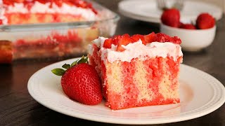 Easy Strawberry Jello Poke Cake  So Delicious [upl. by Terag839]