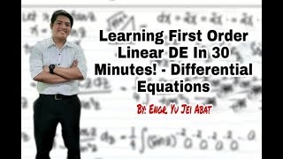 Learning First Order Linear DE in 30 Minutes [upl. by Berner]