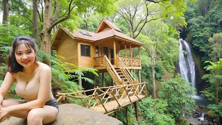 Evicted from Home  Single Mom Builds Her Own Wooden House and Bamboo Bridge Starts a New Life [upl. by Ehtnax]