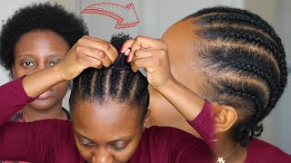 How To Cornrow Your Own Hair Beginners Friendly  Short Natural Hair Tutorial [upl. by Eidorb]