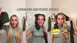 HOW TO HEATLESS CURLS WITH LEGGINGS  TUTORIAL  METHOD [upl. by Lenes]