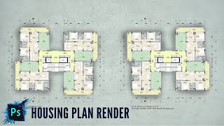 Plan Rendering in Photoshop Tutorial apartments [upl. by Blaze315]