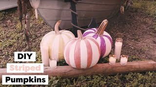 DIY Striped Pumpkins  Painted Pumpkin Ideas [upl. by Kloster]