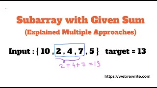 Subarray with Given Sum  Non Negative Numbers  Programming Tutorials [upl. by Nita]