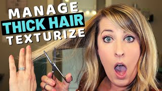 How to Manage Thick Hair  Texturizing Ends to Thin Out Hair Holds Style Better [upl. by Abramson941]