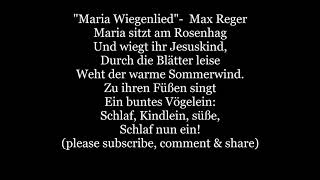 Maria Wiegenlied The Virgins Slumber Song Christmas Lyrics Words Mary sing along music Reger Fury [upl. by Nylanaj630]