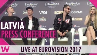 Latvia Press Conference 2 — Triana Park quotLinequot Eurovision 2017  wiwibloggs [upl. by Aciretnahs707]