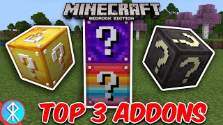 Top 3 Minecraft Addons  LUCKY BLOCKS  BedrockMCPEXbox [upl. by Issi955]