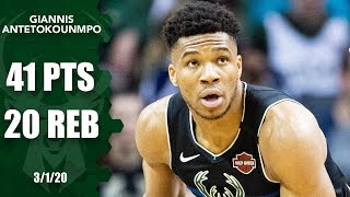 Giannis Antetokounmpo drops 41 points and 20 rebounds in Bucks vs Hornets  201920 NBA Highlights [upl. by Htilil]