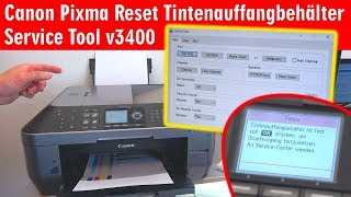 Canon Pixma druckt nicht  Tintenauffangbehälter Resttintentank voll  Reset Service Tool 3400 [upl. by Perloff]