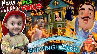 HELLO NEIGHBOR ON FIRE Saved by Fireman Shawn FGTEEV Part 3s of Hello Granny amp Hide amp Seek [upl. by Hsatan]