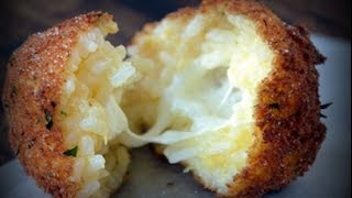 Fried Cheesy Risotto Balls Arancini Italian Food [upl. by Ardyth]