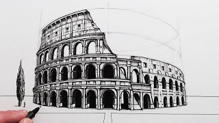 How to Draw The Colosseum in Perspective [upl. by Barren]