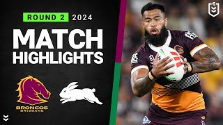 NRL 2024  Broncos v Rabbitohs  Match Highlights [upl. by Dnomyar377]