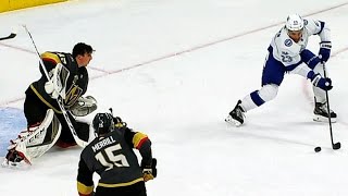 MarcAndre Fleury all smiles after making helmetless save [upl. by Attwood]