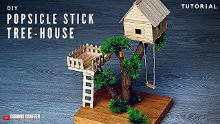 DIY Popsicle Stick TreeHouse Tutorial [upl. by Llenyl181]