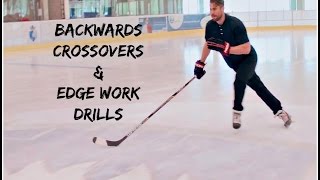 DRILLS TO IMPROVE BACKWARDS SKATING AND CROSSOVERS IN HOCKEY [upl. by Ethan]