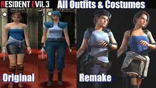 RE3 All Unlockable Outfits  Resident Evil 3 Remake vs Original [upl. by Eelrak]