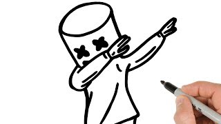 How to Draw Marshmello Dabbing Step by Step [upl. by Nospmoht865]