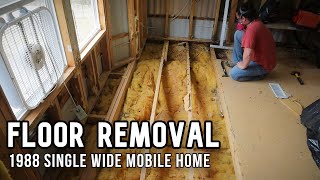 FLOOR REMOVAL amp How to PATCH a Mobile Home Floor Mobile Home Bedroom Renovation [upl. by Frager]