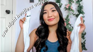 EASY OVERNIGHT HEATLESS CURLS USING SOCKS [upl. by Valenta222]