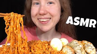 ASMR CARBO FIRE NOODLES amp DUMPLINGS MUKBANG Collab With Liv Kim EATING SOUNDS [upl. by Heshum]