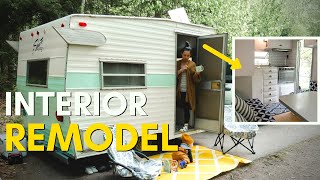 Small Vintage Trailer Renovated ON A BUDGET Step by Step [upl. by Anaic]