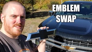 FAST and EASY Chevy Bowtie Front Emblem Replacement 2019 Silverado [upl. by Isewk]