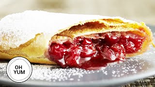 Professional Baker Teaches You How To Make CHERRY STRUDEL [upl. by Kenrick]