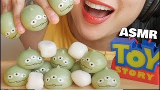 ASMR MOCHI TOKYO DISNEY PIXAR GREEN DUMPLINGS SOFT CHEWY EATING SOUNDS  SASASMR [upl. by Eserehs]