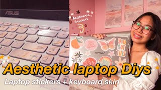 AESTHETIC LAPTOP DIYs I Diy laptop stickers and Diy keyboard skin [upl. by Enneiviv]