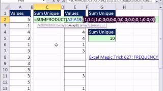 Excel Magic Trick 851 Formula To Sum Unique Values In Column [upl. by Aivyls]