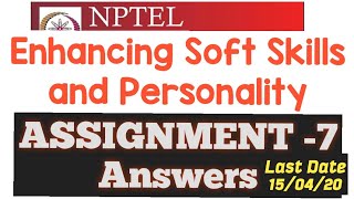 NPTEL  Enhancing Soft Skills amp Personality  Assignment  7 Answers [upl. by Naelcm23]