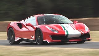 710hp Ferrari 488 Pista Sound In Action  Acceleration Fly Bys amp Downshifts [upl. by Eisse663]