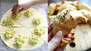 RICETTA in 1 MINUTO  CORNETTI RUSTICI ZUCCHINE e FETA con pasta briseé shorts [upl. by Tootsie]