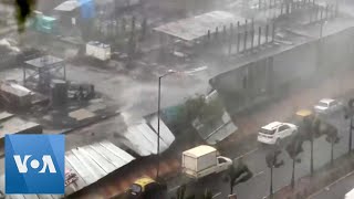 Powerful Cyclone Brings Intense Rain Wind to Mumbai India  VOANews [upl. by Ilrac393]