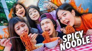 Siblings SPICY NOODLES Challenge Naiyak Sila  Ranz and Niana [upl. by Airetahs603]