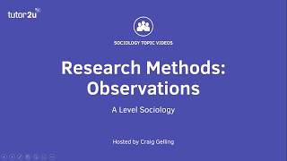 Research Methods Observations Sociology Theory amp Methods [upl. by Hubble]