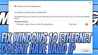 How To FIX Ethernet Doesnt Have A Valid IP Configuration Tutorial  No Network Internet Access [upl. by Neau]