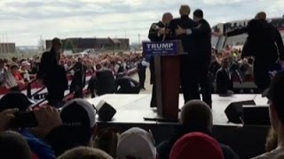 Raw Man Charges Stage During Trump Ohio Rally [upl. by Drarrej298]