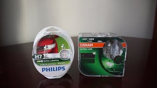 Philips LongLife EcoVision vs OSRAM Ultra Life [upl. by Olecram]